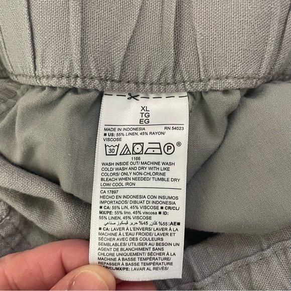 Old Navy Wide Leg Linen Blend Pants Pull On Basalt Color Neutral Minimalist XL - Picture 12 of 14